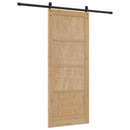 vidaXL Csúszó ajtó Természetes és fekete 86 x 211 cm Tömör fenyőfa