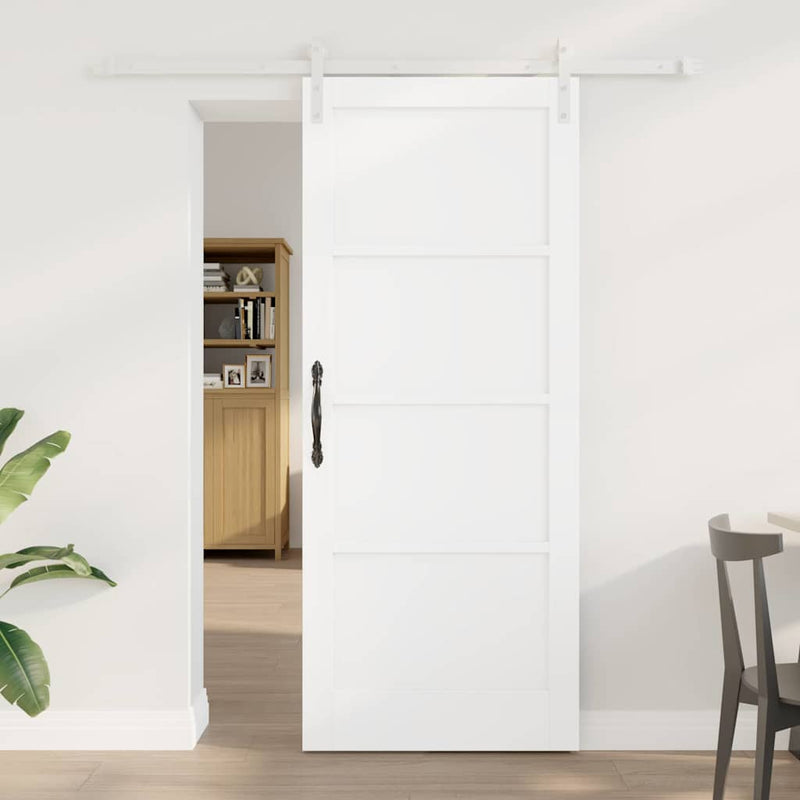 vidaXL Csúszó Ajtó Fehér 83 x 202 cm Tömör fenyő és acél