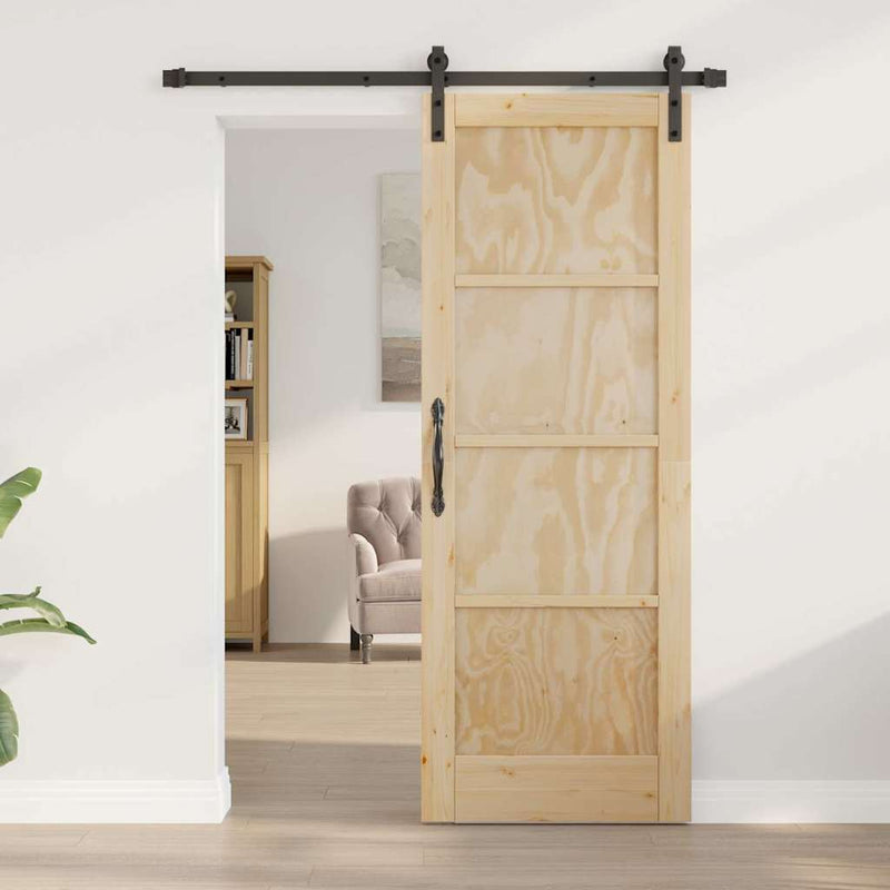 vidaXL Csúszóajtó Természetes és fekete 73.5 x 198.5 cm