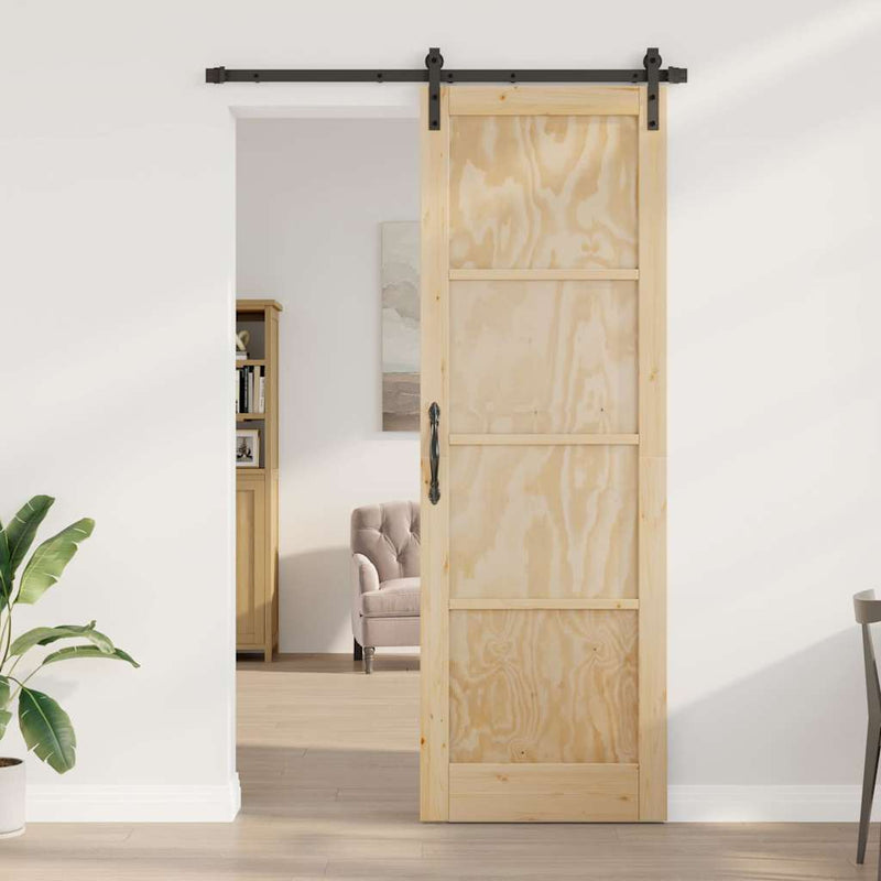 vidaXL Csúszóajtó Természetes és fekete 78 x 232 cm