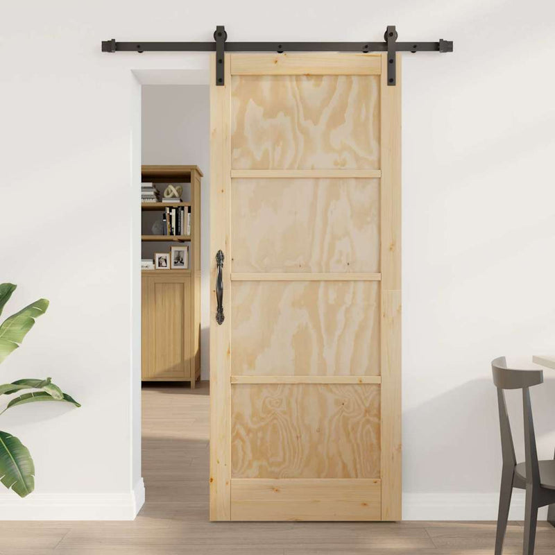 vidaXL Csúszóajtó Természetes és fekete 83 x 202 cm