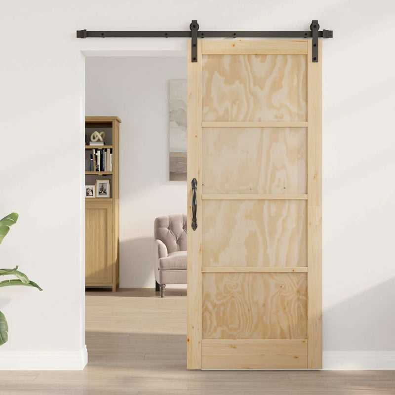 vidaXL Csúszóajtó Természetes és fekete 83 x 202 cm