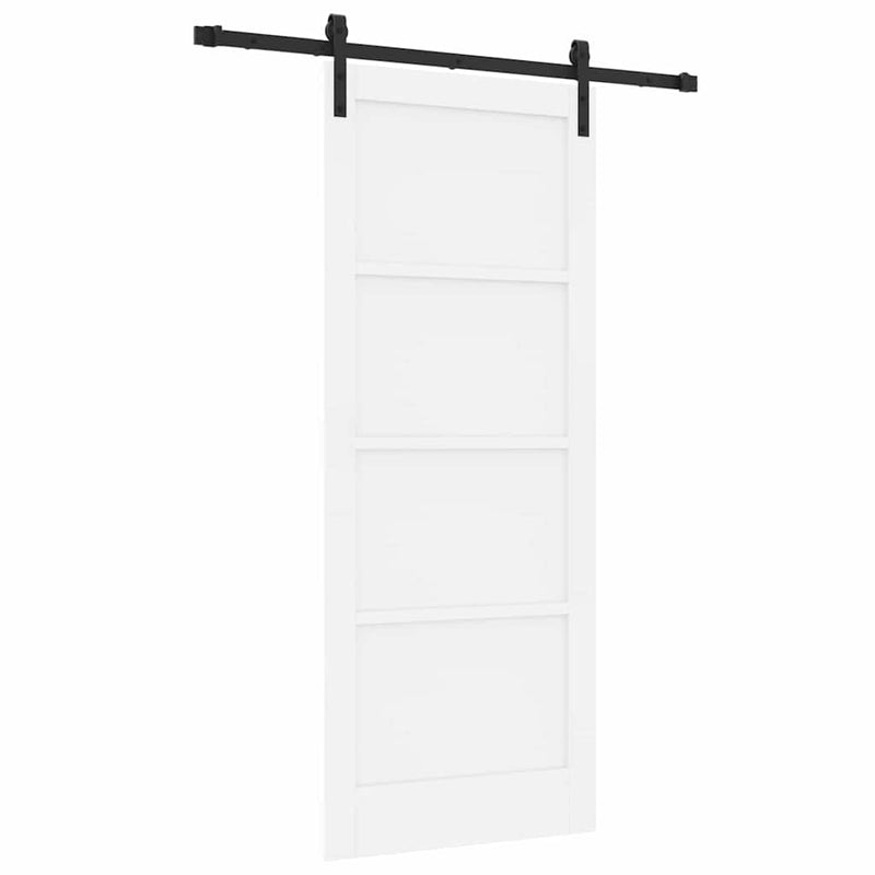 vidaXL Csúszóajtó Fehér és fekete 83 x 202 cm Tömör fenyő és acél