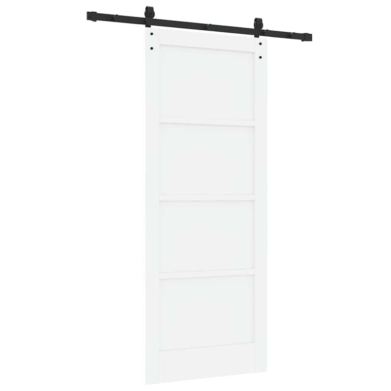 vidaXL Csúszóajtó Fehér és fekete 83 x 202 cm Tömör fenyő és acél