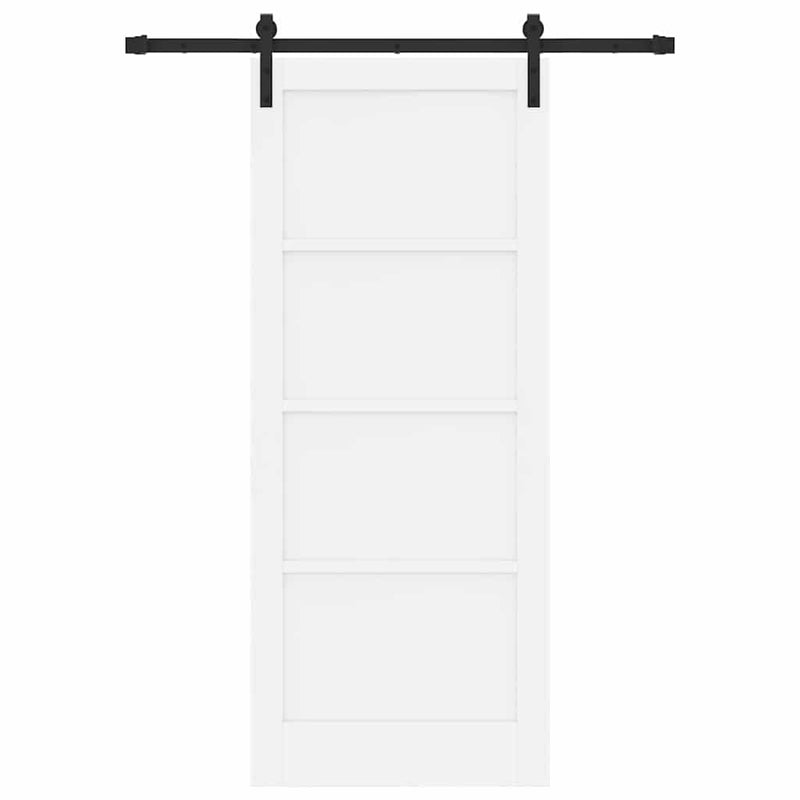 vidaXL Csúszóajtó Fehér és fekete 83 x 202 cm Tömör fenyő és acél