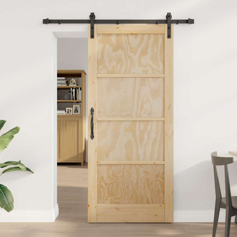 vidaXL Csúszóajtó Természetes és fekete 86 x 198.5 cm