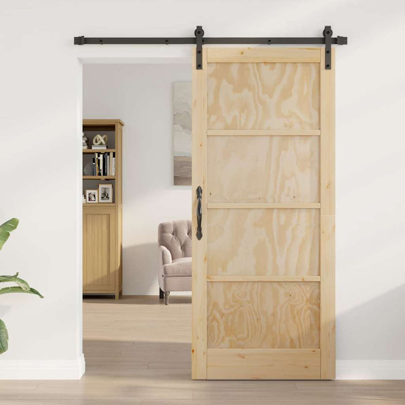 vidaXL Csúszóajtó Természetes és fekete 86 x 198.5 cm