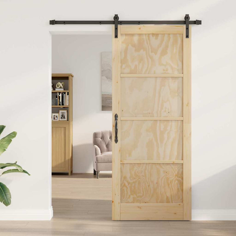 vidaXL Csúszóajtó Természetes és fekete 86 x 211 cm