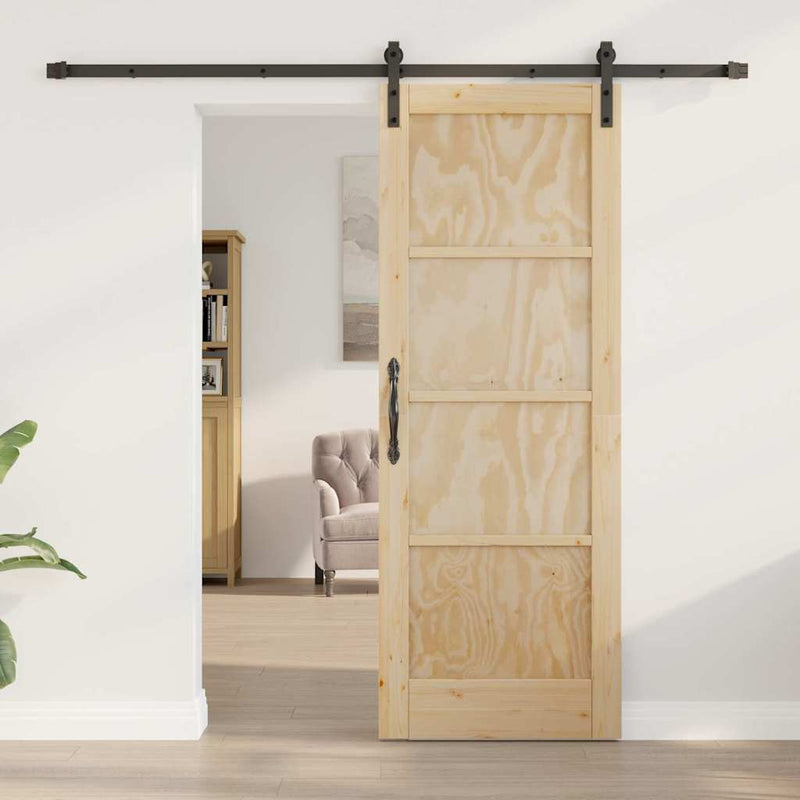 vidaXL Csúszóajtó Természetes és fekete 73.5 x 198.5 cm