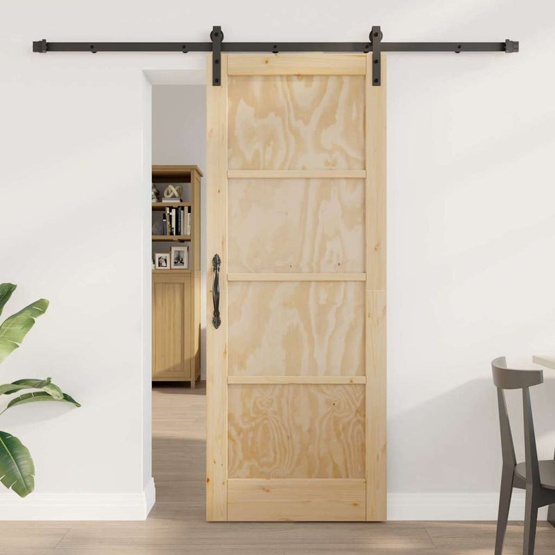 vidaXL Csúszóajtó Természetes és fekete 78 x 202 cm