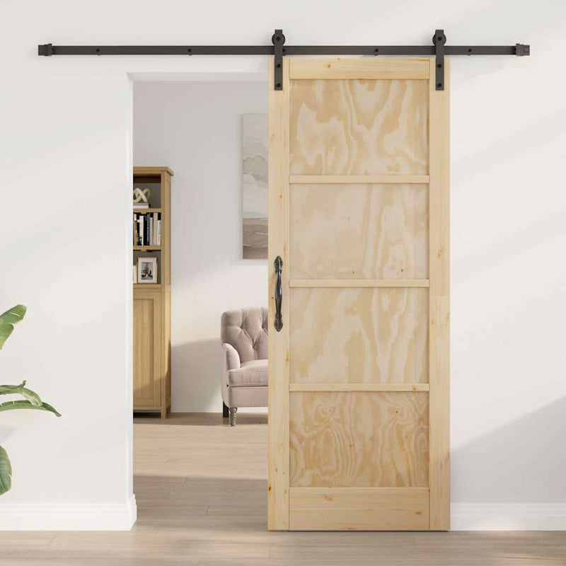 vidaXL Csúszóajtó Természetes és fekete 78 x 202 cm
