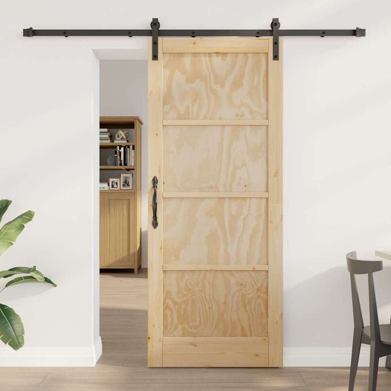 vidaXL Csúszóajtó Természetes és fekete 83 x 202 cm