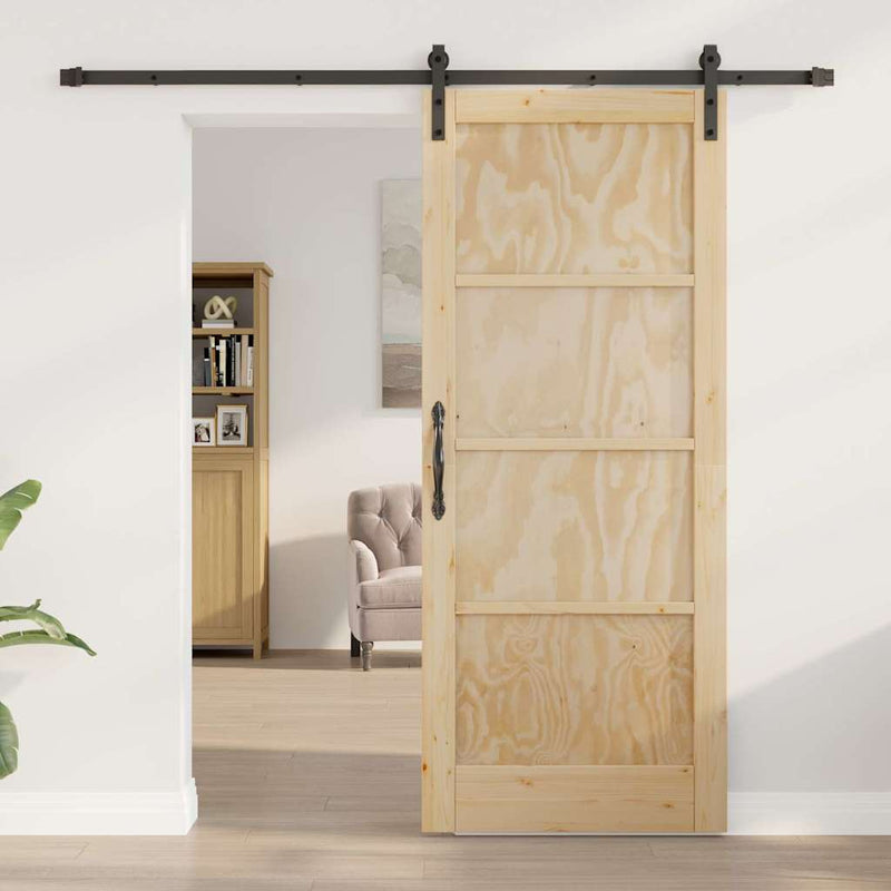 vidaXL Csúszóajtó Természetes és fekete 83 x 202 cm