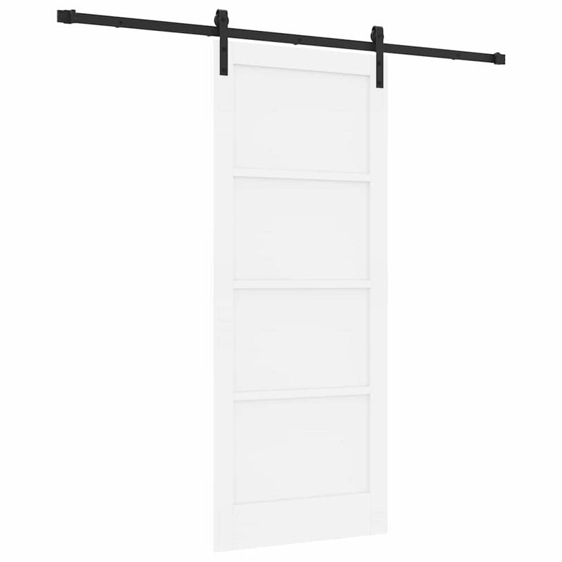 vidaXL Csúszóajtó Fehér és fekete 83 x 202 cm Tömör fenyő és acél