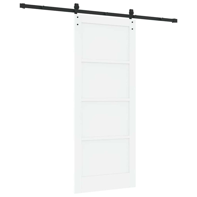 vidaXL Csúszóajtó Fehér és fekete 83 x 202 cm Tömör fenyő és acél