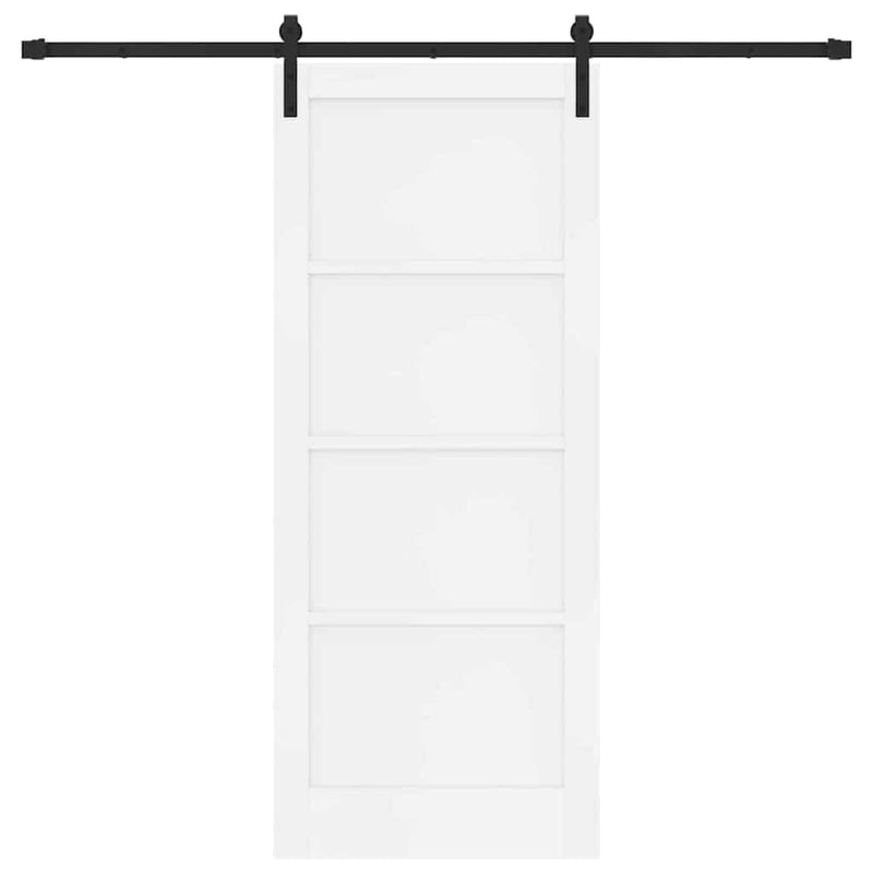 vidaXL Csúszóajtó Fehér és fekete 83 x 202 cm Tömör fenyő és acél
