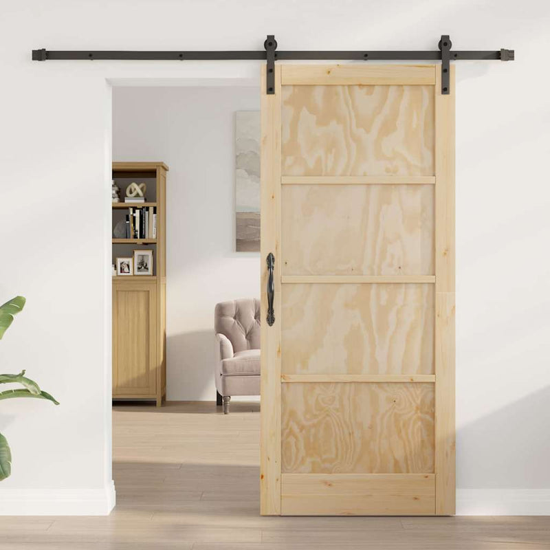 vidaXL Csúszóajtó Természetes és fekete 86 x 198.5 cm