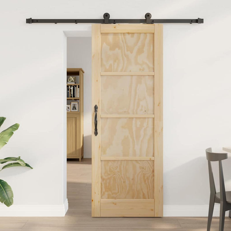 vidaXL Tolóajtó Szett Természetes és fekete 73.5 x 198.5 cm