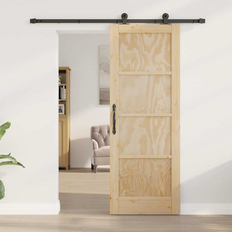 vidaXL Tolóajtó Szett Természetes és fekete 73.5 x 198.5 cm