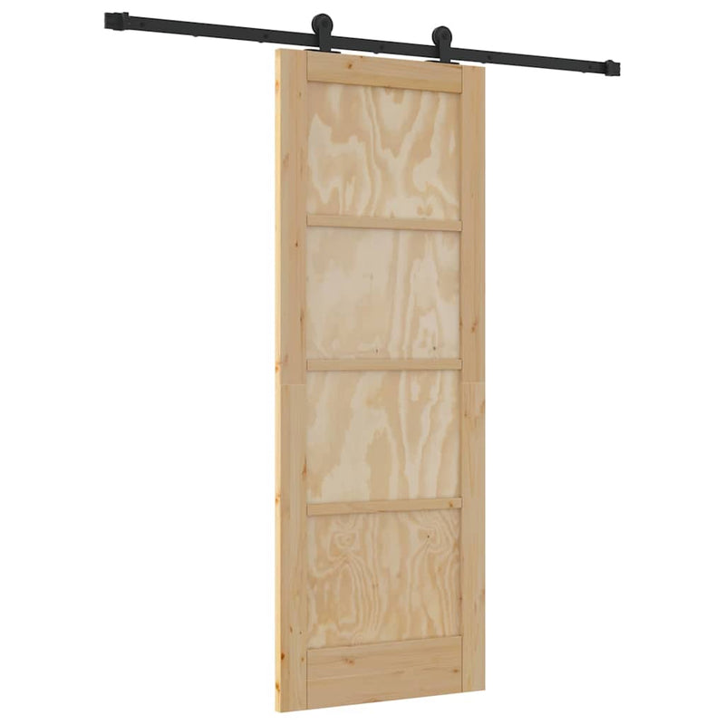vidaXL Tolóajtó Szett Természetes és fekete 73.5 x 198.5 cm