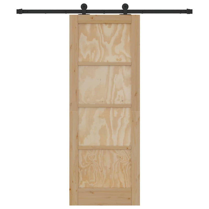 vidaXL Tolóajtó Szett Természetes és fekete 73.5 x 198.5 cm