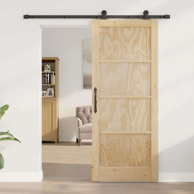 vidaXL Tolóajtó Szett Természetes és fekete 83 x 202 cm