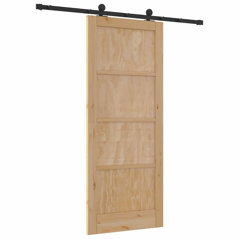 vidaXL Tolóajtó Szett Természetes és fekete 83 x 202 cm