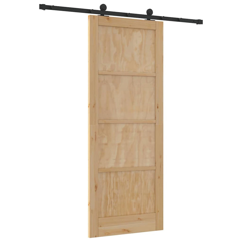 vidaXL Tolóajtó Szett Természetes és fekete 83 x 211 cm