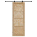 vidaXL Csúszó ajtó Természetes és fekete 83 x 232 cm Tömör fenyőfa