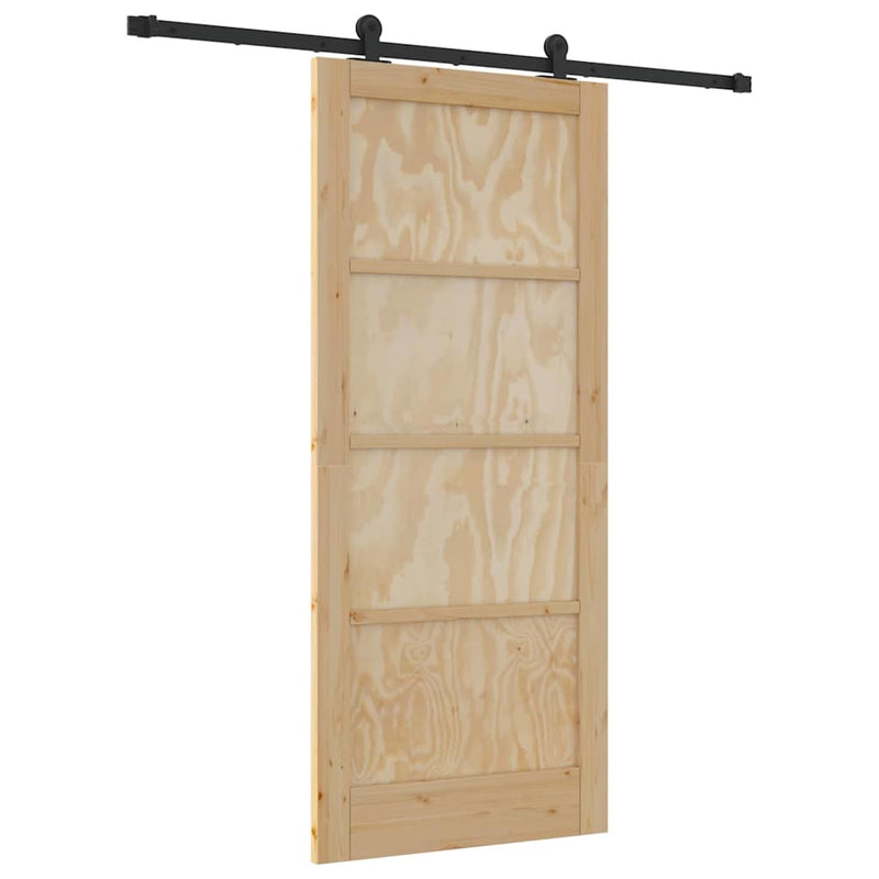 vidaXL Tolóajtó Szett Természetes és fekete 86 x 198.5 cm
