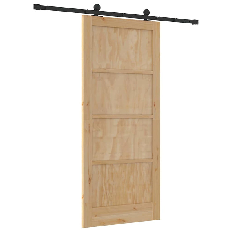 vidaXL Tolóajtó Szett Természetes és fekete 86 x 198.5 cm