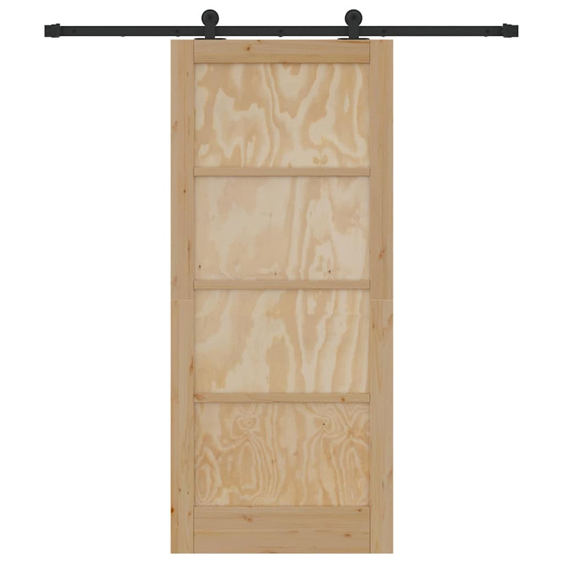 vidaXL Tolóajtó Szett Természetes és fekete 86 x 198.5 cm