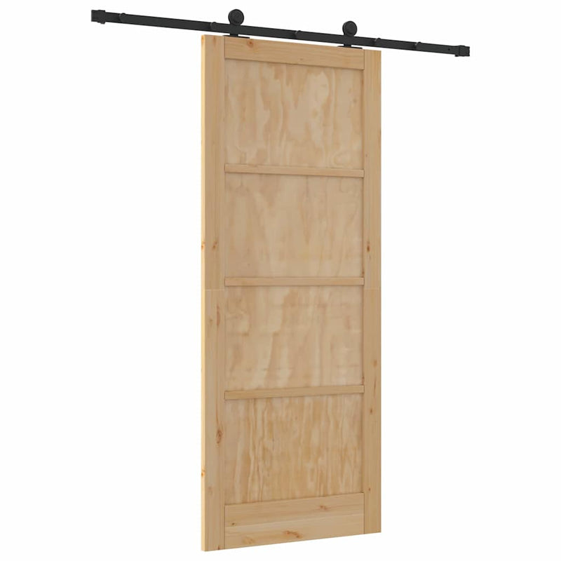 vidaXL Tolóajtó Szett Természetes és fekete 86 x 211 cm