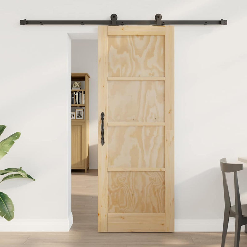 vidaXL Tolóajtó Szett Természetes és fekete 73.5 x 198.5 cm