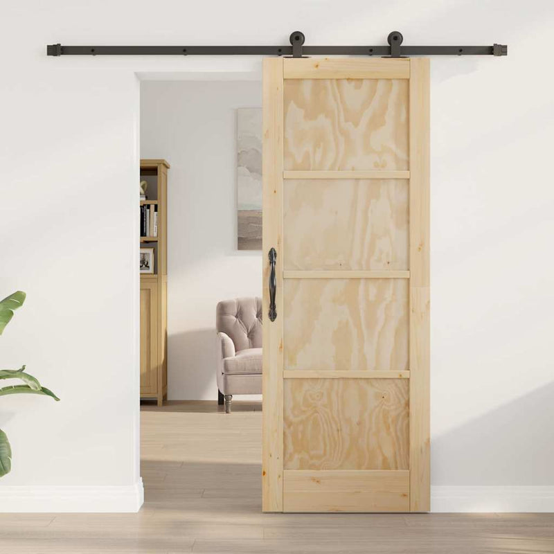 vidaXL Tolóajtó Szett Természetes és fekete 73.5 x 198.5 cm
