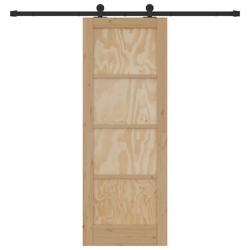 vidaXL Tolóajtó Szett Természetes és fekete 73.5 x 198.5 cm
