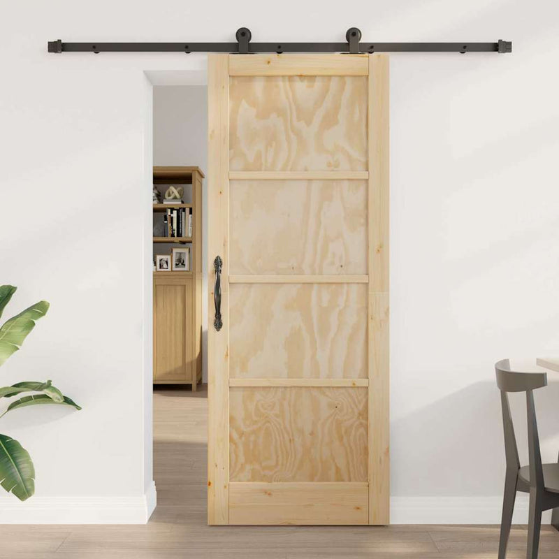 vidaXL Tolóajtó Szett Természetes és fekete 78 x 202 cm