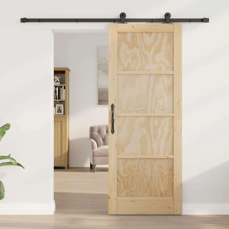 vidaXL Tolóajtó Szett Természetes és fekete 78 x 202 cm