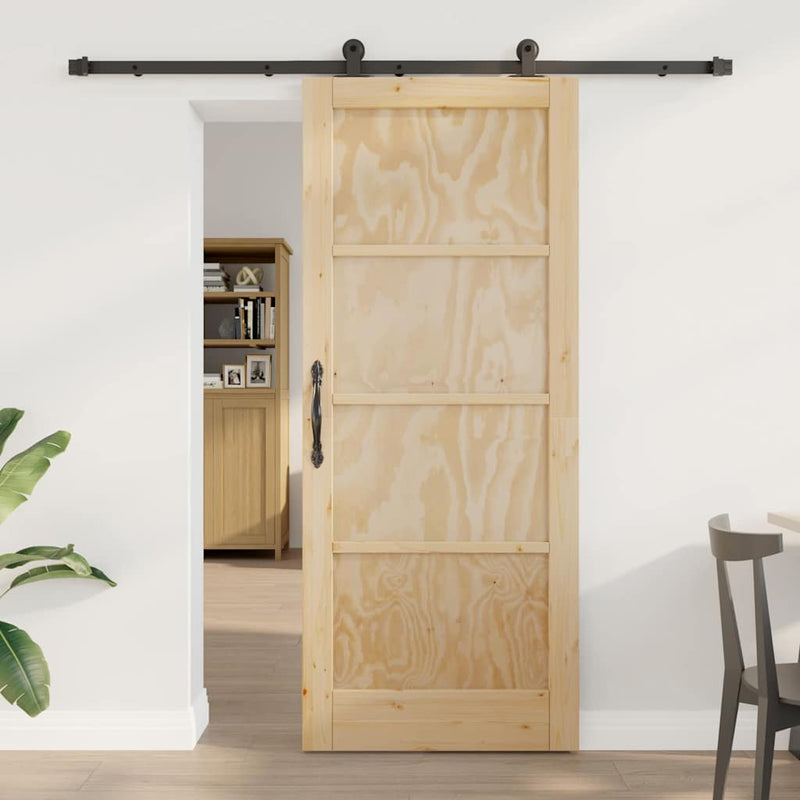 vidaXL Tolóajtó Szett Természetes és fekete 83 x 202 cm
