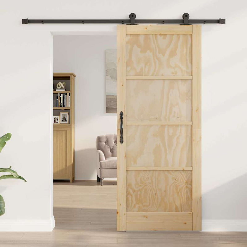 vidaXL Tolóajtó Szett Természetes és fekete 83 x 202 cm