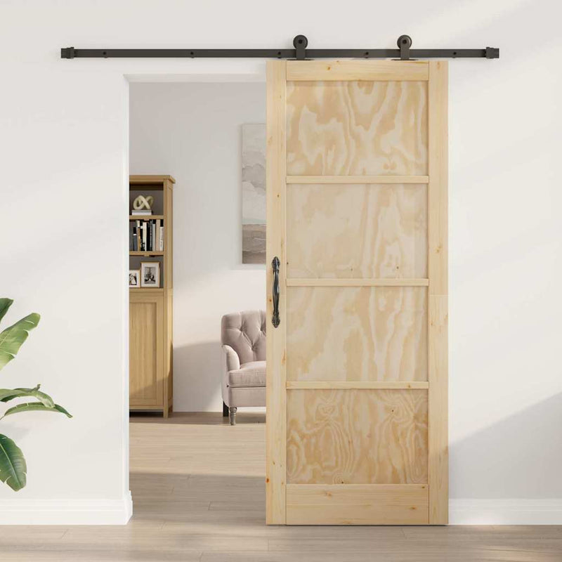 vidaXL Tolóajtó Szett Természetes és fekete 83 x 211 cm