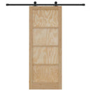 vidaXL Csúszó ajtó Természetes és fekete 83 x 211 cm Tömör fenyőfa