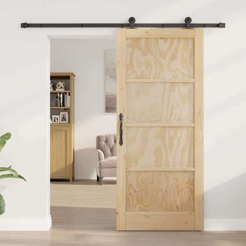 vidaXL Tolóajtó Szett Természetes és fekete 86 x 198.5 cm