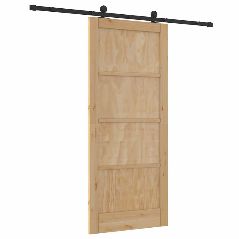 vidaXL Tolóajtó Szett Természetes és fekete 86 x 198.5 cm