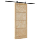 vidaXL Csúszó ajtó Természetes és fekete 86 x 211 cm Tömör fenyőfa