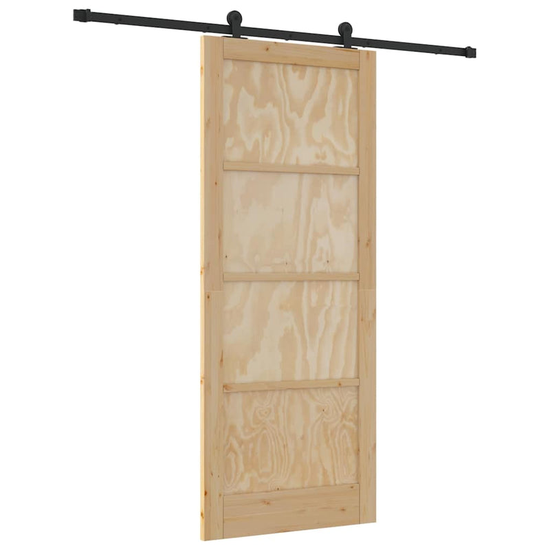 vidaXL Tolóajtó Szett Természetes és fekete 86 x 211 cm