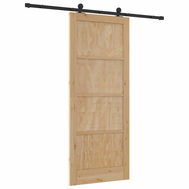 vidaXL Tolóajtó Szett Természetes és fekete 86 x 211 cm