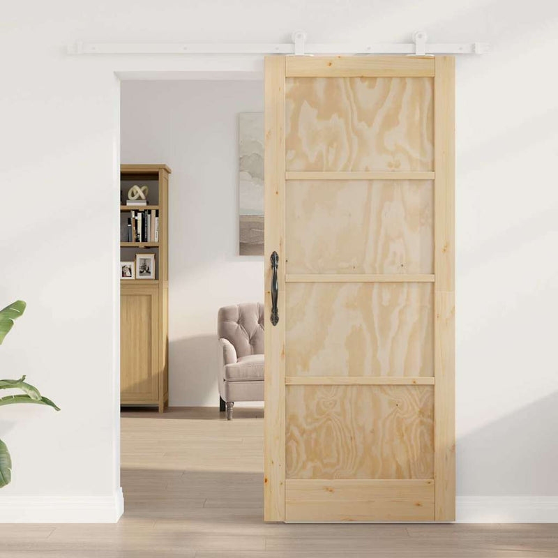 vidaXL Tolóajtó Szett Természetes és fehér 83 x 202 cm