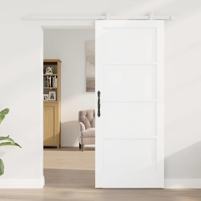 vidaXL Tolóajtó Szett Fehér 83 x 202 cm Tömör fenyőfa és acél
