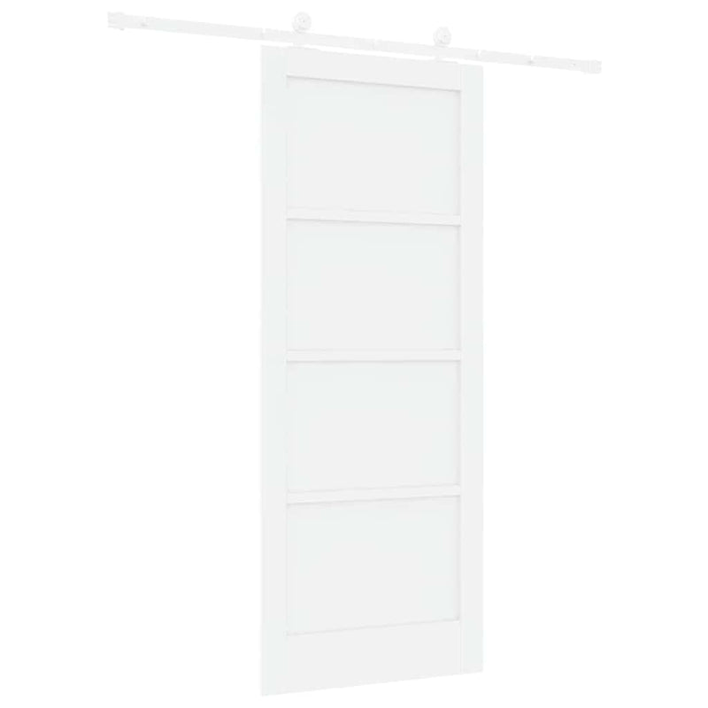 vidaXL Tolóajtó Szett Fehér 83 x 202 cm Tömör fenyőfa és acél